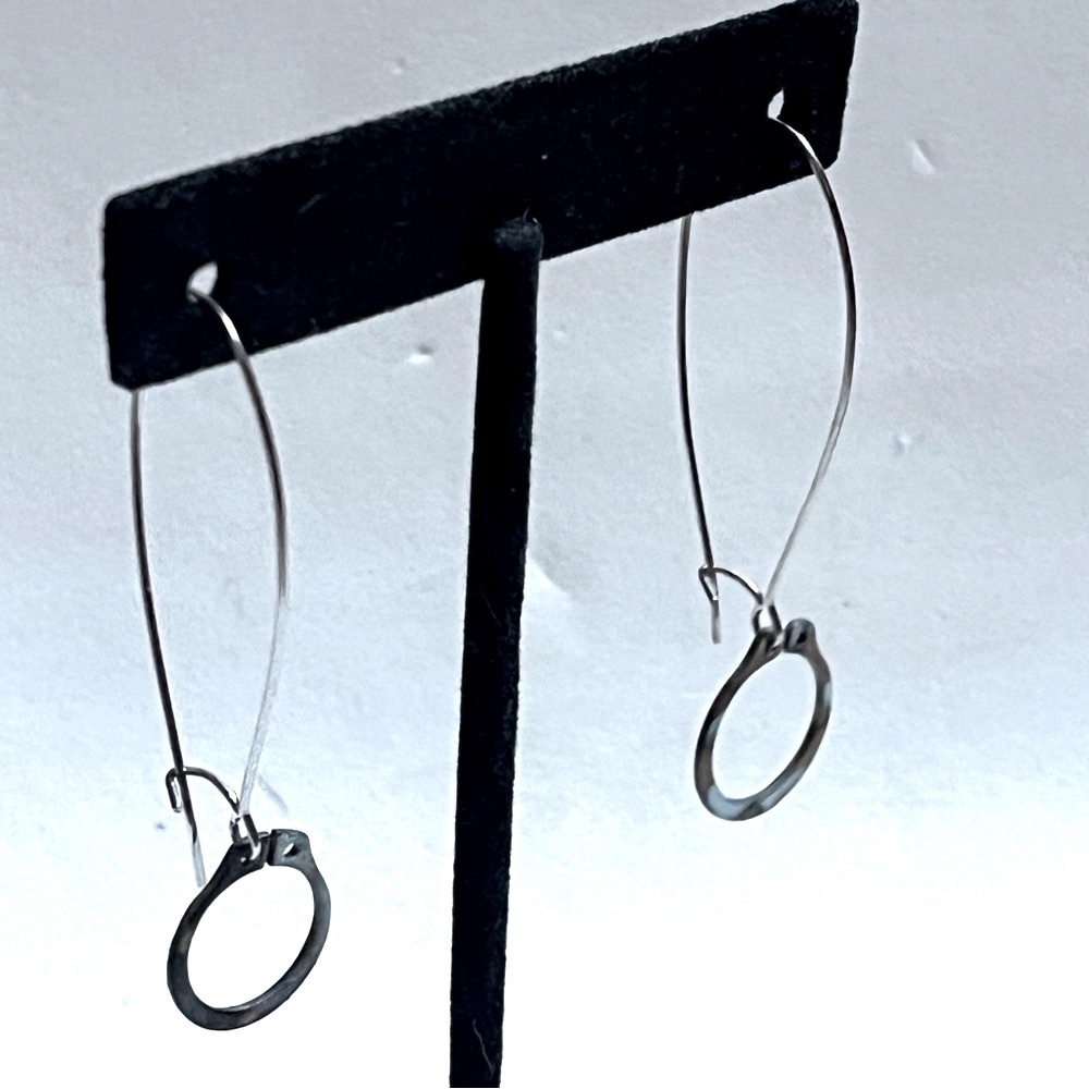 Silver Dangle Earrings with Intricate Design- New